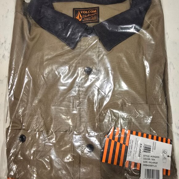 VOLCOM Debasser Long Sleeve Shirt BUTTON UP WORKSHIRT MEN'S SIZE 2XL XXL NEW - Picture 2 of 6